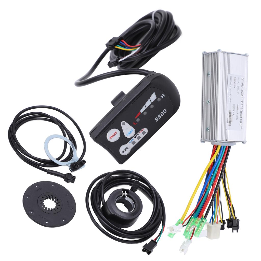 Electric Bike Motor Controller 22A Common Speed Controller 36V 48V with LEDS800 Panel Thumb Throttle for 500W Bicycle