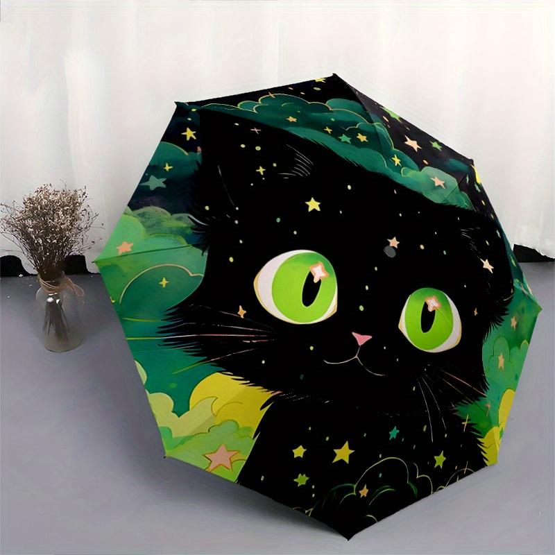1pc Cartoon Star Cat Pattern Automatic Umbrella is Fashionable and Good Looking, a Portable 3 Fold Umbrella, Suitable for Travel and Daily Use,