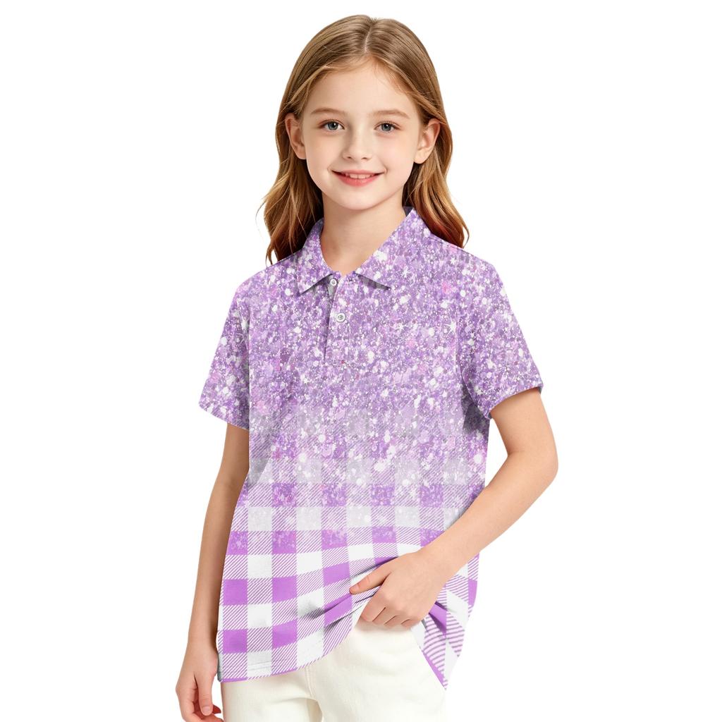 Girls' School Uniform T-Shirt with Gradient Print Casual Formal for Everyday Wear