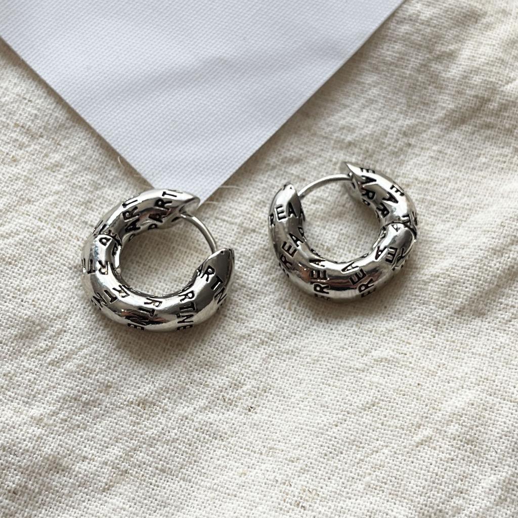 Xiaomi 925 Sterling Silver Vintage Earrings For Women Trendy Simple Retro Letters Earring Jewelry Prevent Allergy Party Accessories