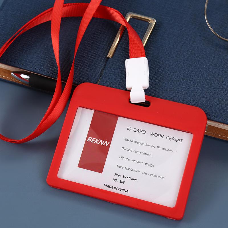 

Double-Sided Transparent ID Card Holder with Lanyard for Bus Pass, Work Permit, Student ID, and Exhibitions