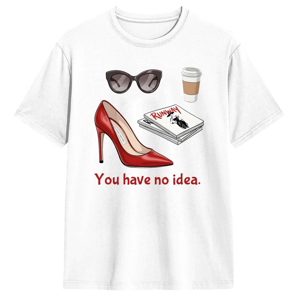 Maglietta per Coppia The Devil Wears Pradaed New York Tacchi Rossi Magliette Harajuku T-shirt Estiva Y2K Abbigliamento Casual in Cotone Regalo