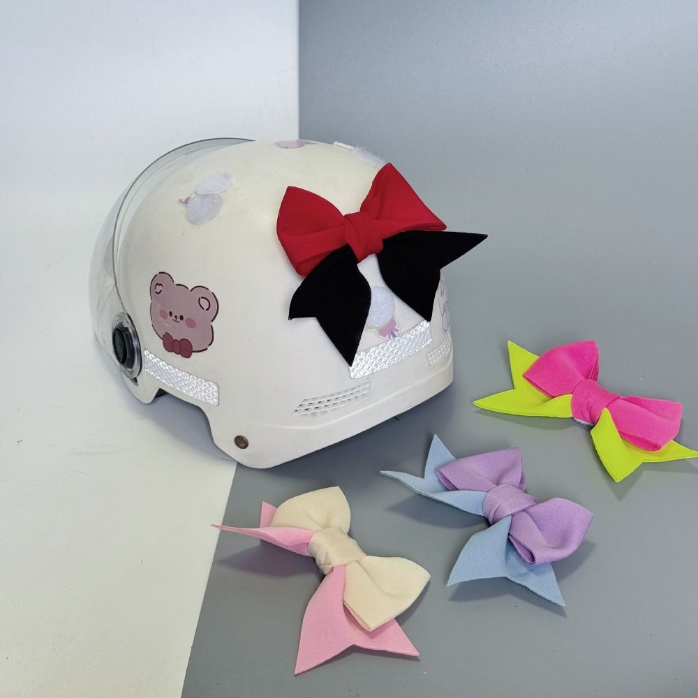 Fabric Motorcycle Helmet Bow Self Adhesive Electric Bike Tail Decor  Scooter Accessories
