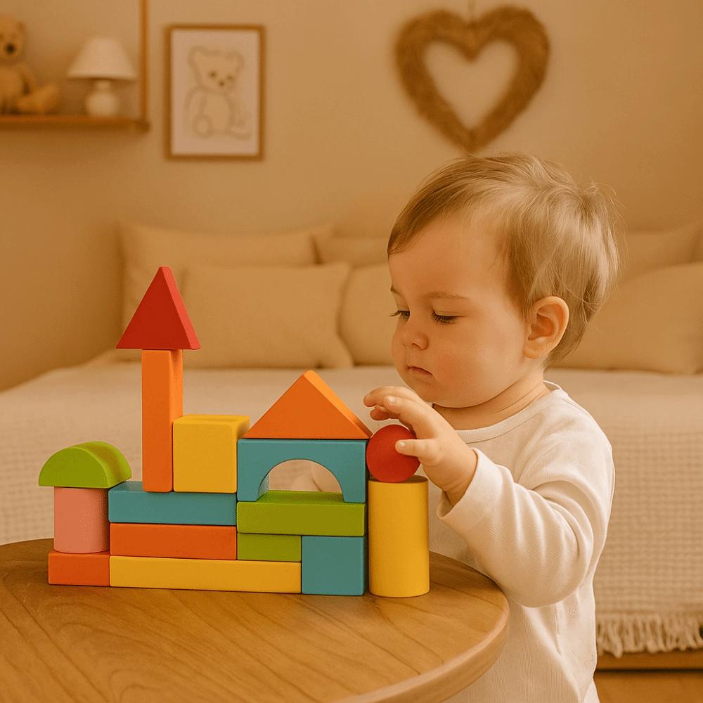 40PCS/SET Learning Sensory Wooden Building Blocks Colorful Early Educational Toys  For Children