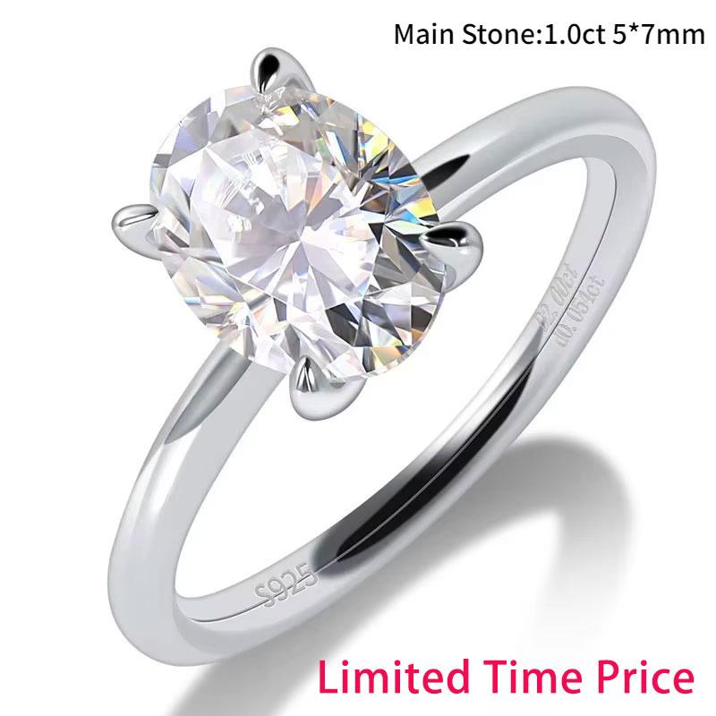 

M-JAJA 1-3CT Oval Cut Moissanite Diamond Engagement Ring for Women 925 Silver Ring Bridal Wedding Band with 4.5