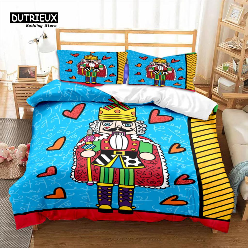 Comforter Nutcracker Christmas Bedding Set Cartoon Royal Guarder Comforter New Year Festival King Size