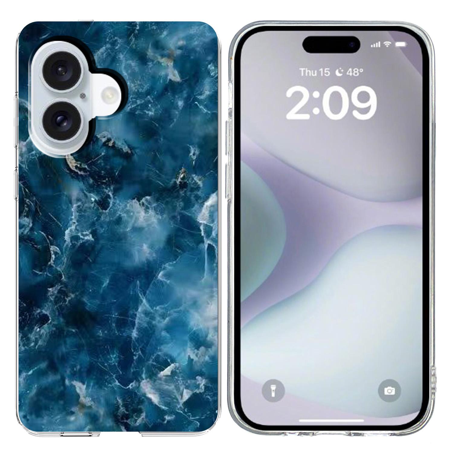 

Чехол для iPhone 16 с печатью мраморного узора, мягкий ТПУ чехол для телефона Grey