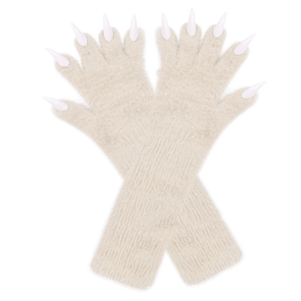 

Plush Halloween Plush Long Gloves Animal Paw Long Nails Cosplay Gloves Themed Events хаки