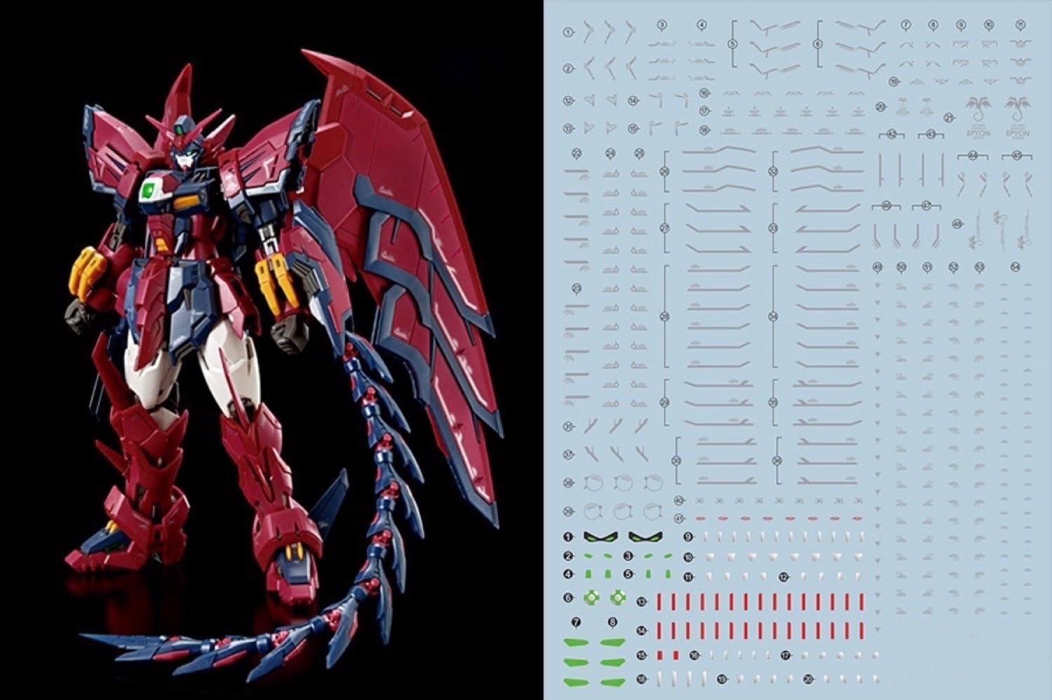 

Флуоресцентные декали для переноса водой для HG, RG, EG, MG, PG, RE, HiRM, Robot, MS, Detail-Up (для RG 1144 Gundam Epyon) [Использовал]