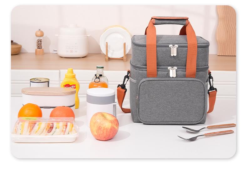 Large Capacity Insulated Picnic Bag - Double-layer, Leak-proof PEVA Lunch Box Cooler