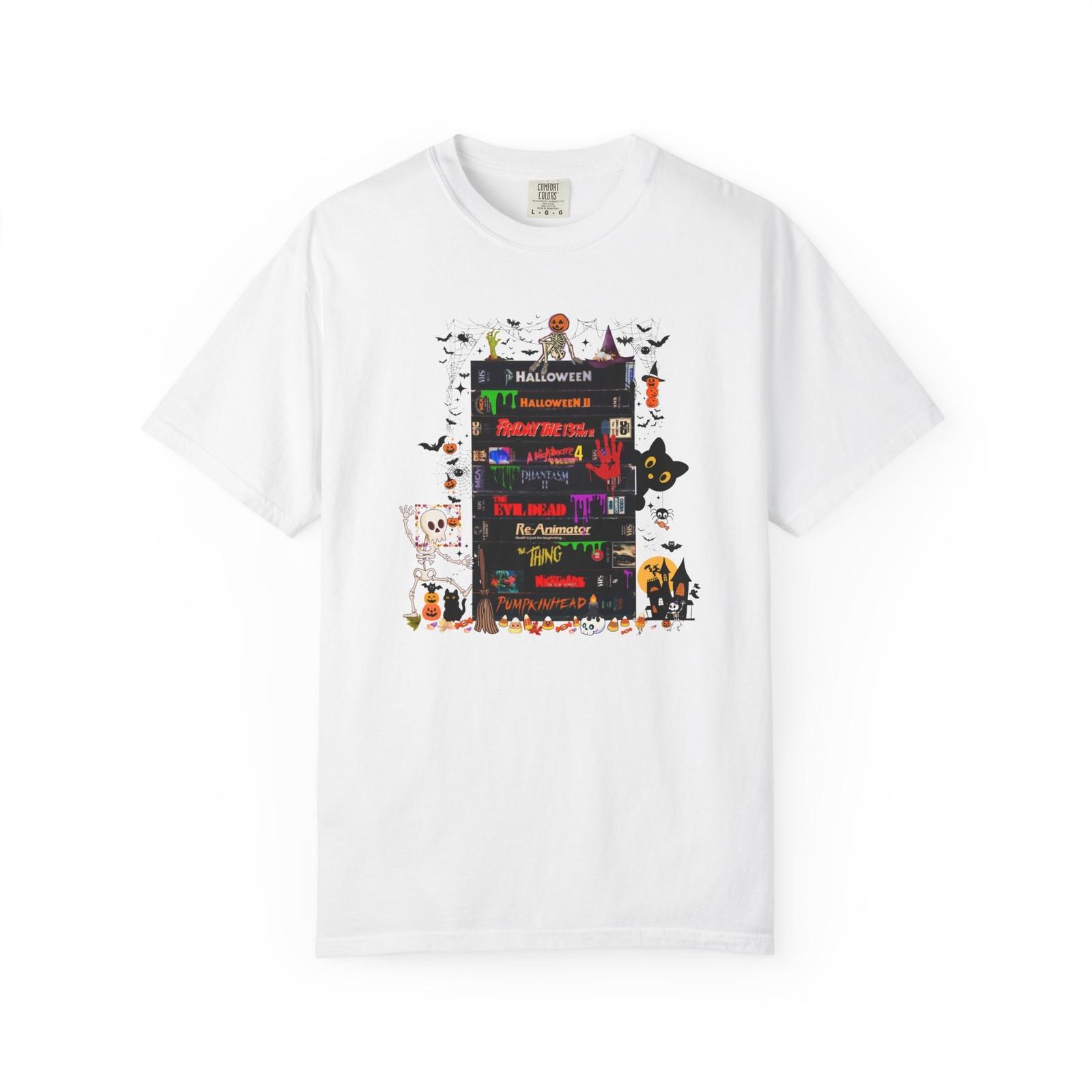 Vintage Halloween VHS Tape Comfort Colors Tshirt, Unisex Tee Shirt, Retro Horror S разноцветный