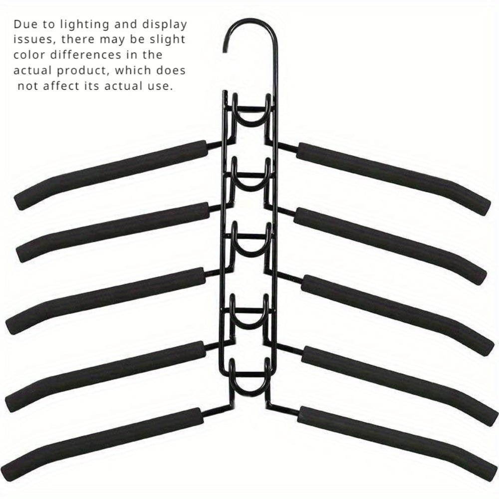 

Компактная многослойная вешалка для одежды 5 в 1 со съемной полкой для брюк и противоскользящей губкой. 1pc чёрный