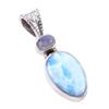 Natural Republic Larimar, Mondstein 925 Sterlingsilber Anhänger 1,25" T0o39
