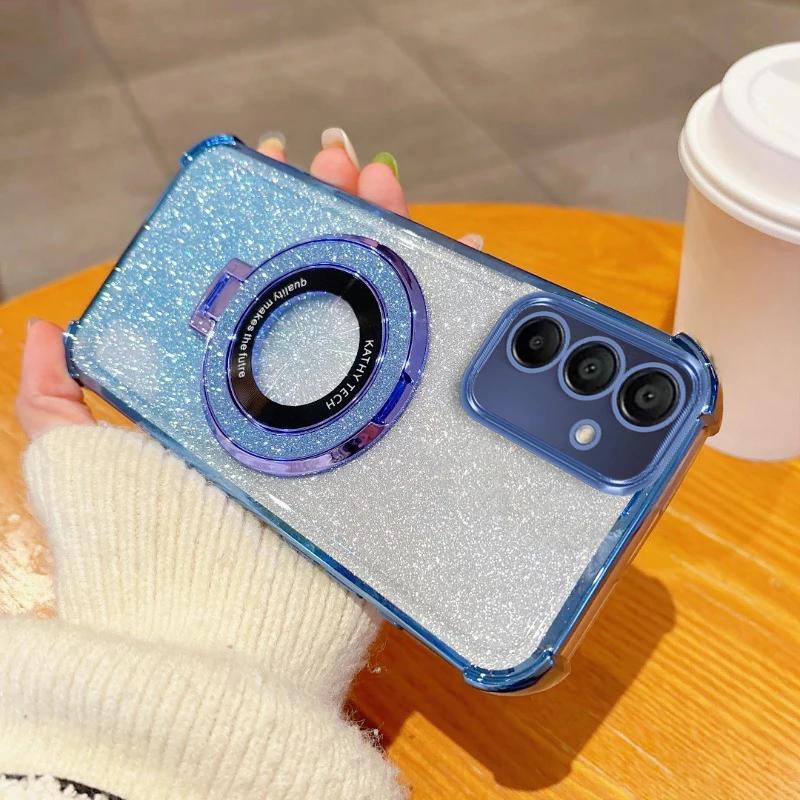 Luxury Glitter Holder Case For Samsung Galaxy A17 A06 A05 A05S A14 A15 A16 A24 A25 A26 A33 A34 A35 A36 A52 A53 A54 A55 A56 Cover
