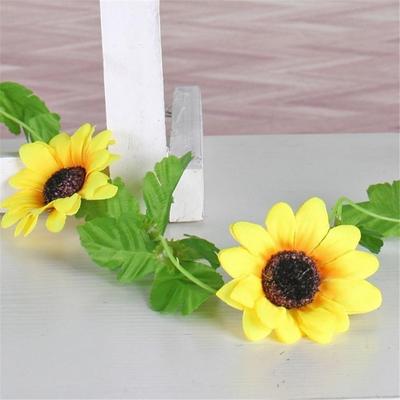 1 Stück 260cm Künstliche Gelbe Sonnenblumen Girlande Blumenvine Hochzeit Florale Bogen Deko Seide