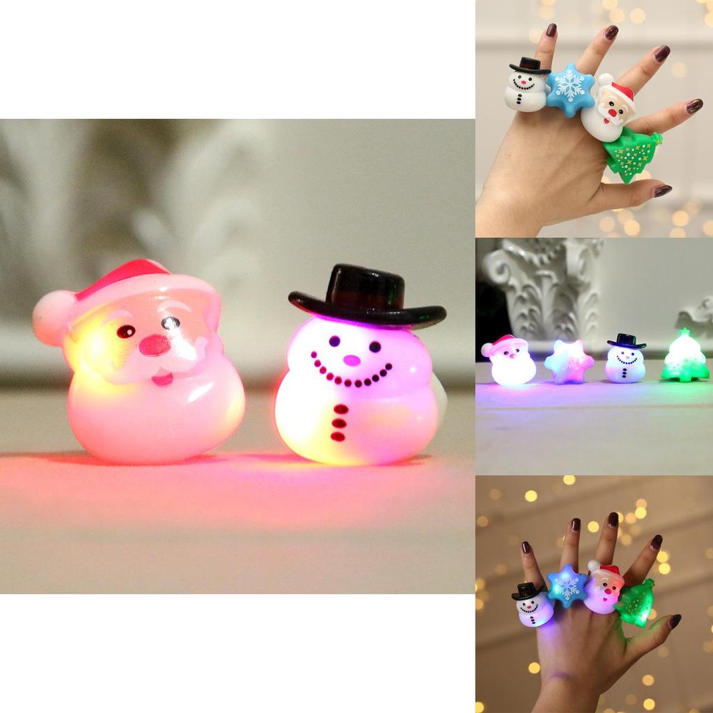 Colorful Glow In The Dark Christmas Cartoon Soft Rubber Rings For Kids Parties
