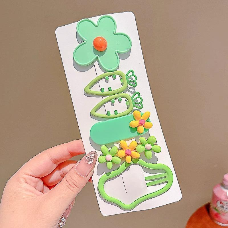 6Pcs/Set Children Candy Colors Cute Flowers Carrots Ornament Hair Clips Baby Girls Sweet Barrettes Hairpins Kids Hair Accessories