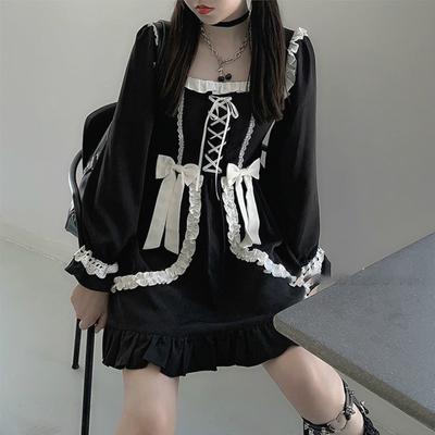 Japonês lolita gótico vestido menina retalhos vintage designer mini vestido estilo japão roupas kawaii vestidos de outono para mulher
