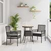 Garden Dining Set 3 pcs Black Poly Rattan