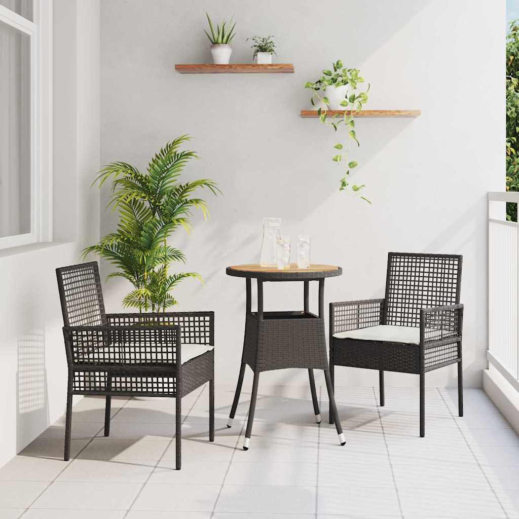 Garden Dining Set 3 pcs Black Poly Rattan