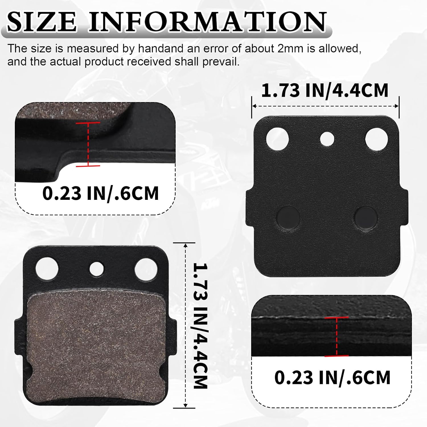 

400EX Rear Brake Pads for Honda TRX400X 300EX for Yamaha Raptor 350 660R Banshee Warrior Wolverine 350 Blaster for Kawasaki klx140 kx85 kx100 kx80