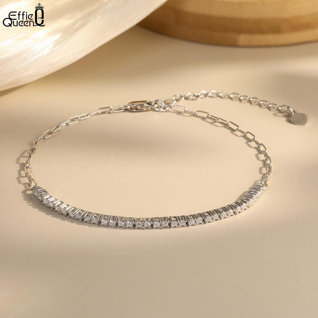 EFFIE QUEEN 925 Reinsilber 14 Karat Gold Moissanit Tennisarmband Luxuriöser Schmuck für Damen Hochzeitsfeier Bankett Geschenk MOB05