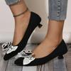 2025 Women Pumps Med Heel Square Point Toe Camellia Flower Pumps Office Lady  Shoes Soft Soles Slip on Single Shoes