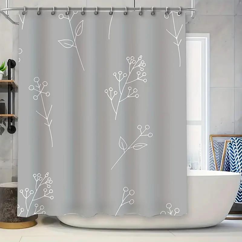 

Современный простой стиль Белый цветочный узор Шторка для душа для декора ванной комнаты Индивидуальный размер Водонепроницаемая ткань Шторки для душа w W90xH180cm