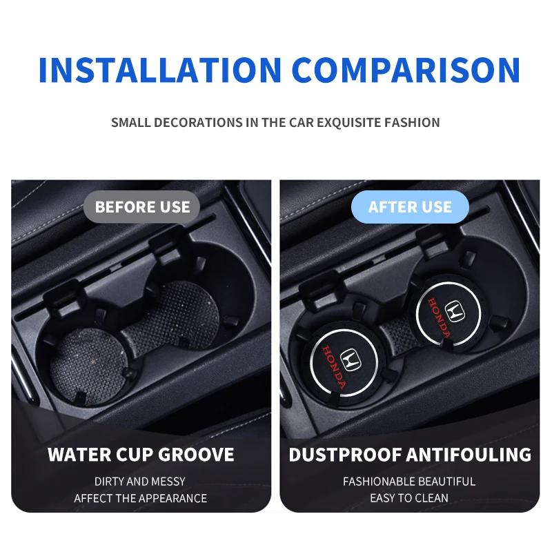 1/2Pcs Car Coasters Water Cup Slots Non-Slip Mat For Honda CITY CIVIC Mugen MB4 Pilot Type R Type S Si Insight Auto Accessories