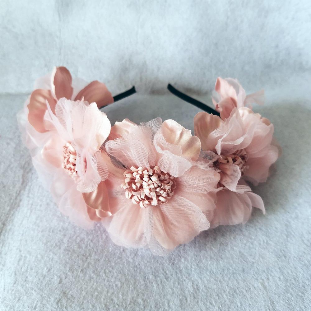 Elegant Bridal Headwear Solid Color Hair Garland Korean Bride Headdress  Photography Accessories