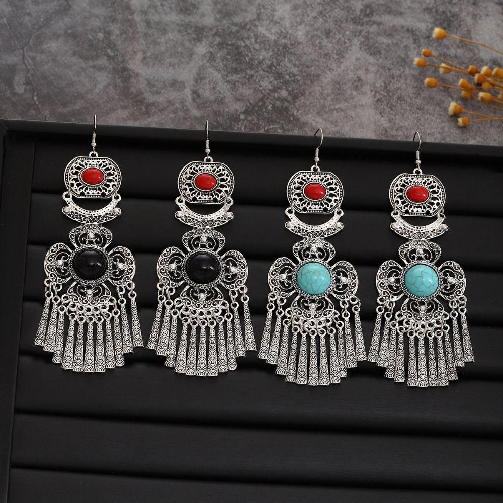 Luxury Rhinestone Pearls Ear Drop Zinc Zinc Alloy Ethnic Style Ear Studs Retro Tassel Earrings  Holiday