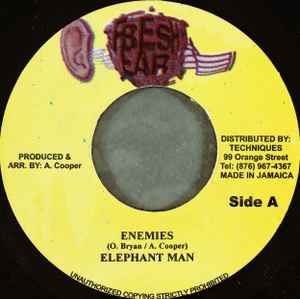 

7-дюймовая пластинка ELEPHANT MAN - Enemies NONE Fresh Ear 2004 Ямайка Регги, Ска и Даб Б/У