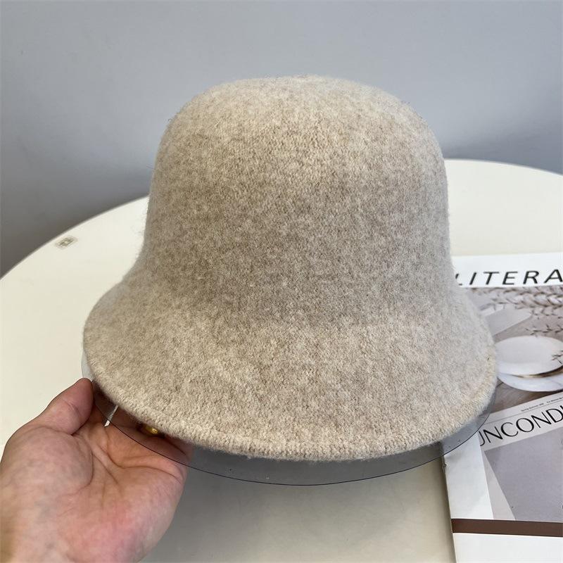 Módní vlněný pletený klobouk se krátkou krempou, klobouk typu bucket, dámský podzimní a zimní, všestranný, volnočasový klobouk typu basin, skládací