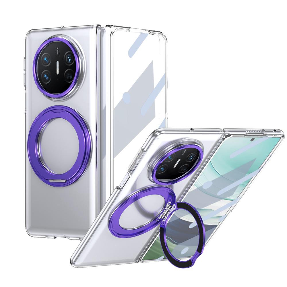 KEYSION 360° Rotating Magnetic Ring Stand Case for Huawei Mate X6 X5 X3 Transparent Hard PC Phone Cover with Screen Protector