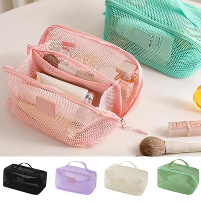 Mesh Clear Cosmetic Bags Small Large Black Makeup Bag Portable Travel Toiletry Organizer Case Handheld Lipstick Storage Pouch