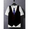 Magliette da uomo divertenti estive con stampa 3D di giacca finta, moda trendy, streetwear casual, personalizzate, girocollo, manica corta