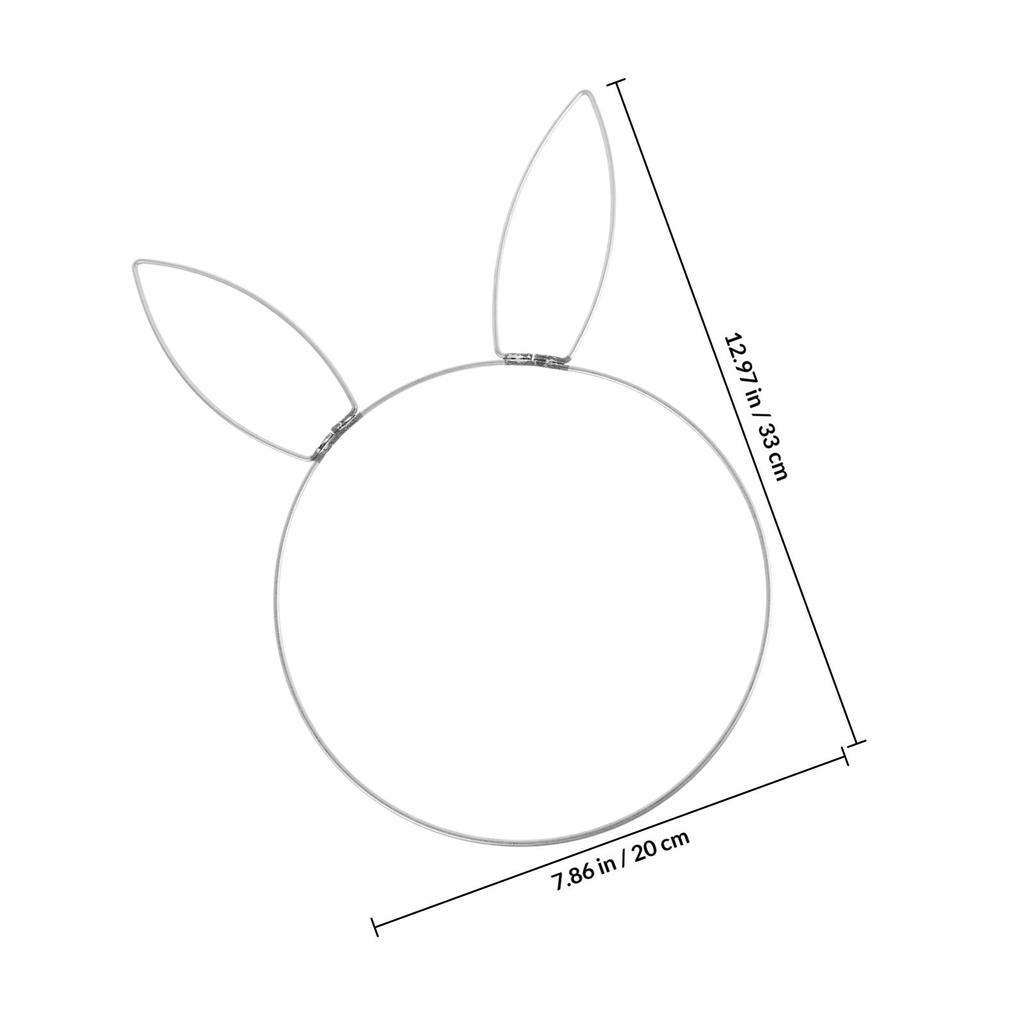 Rabbit Head Iron Wreath Frame Bunny Shape Round Circle Metal Ring for Easter DIY Craft Floral Decoration Wall Door Hangings