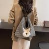 Large-capacity commuter bag women's 2025 new cute cartoon multi-functional backpack plaid shoulder tote women's bag
