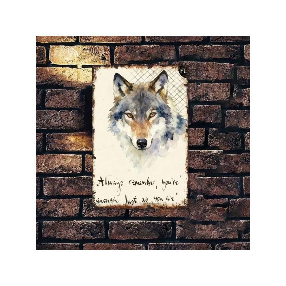Vintage Metal Wolf Poster Wall Art Hunting Decor Tin Sign