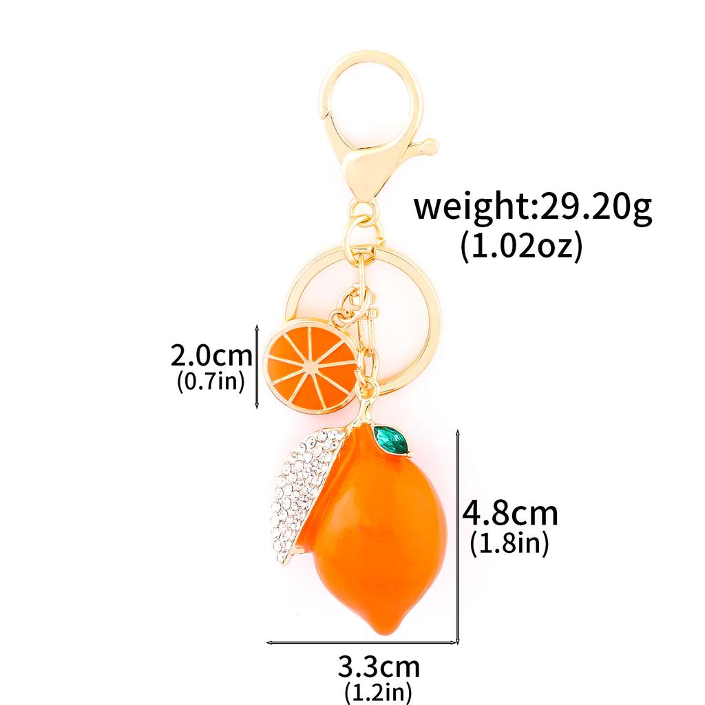 Creative Artificial Fruit Cute Rhinestone Little Lemon Car Keychain Women's Bag Pendant Keychain Keyring Cartoon Gift