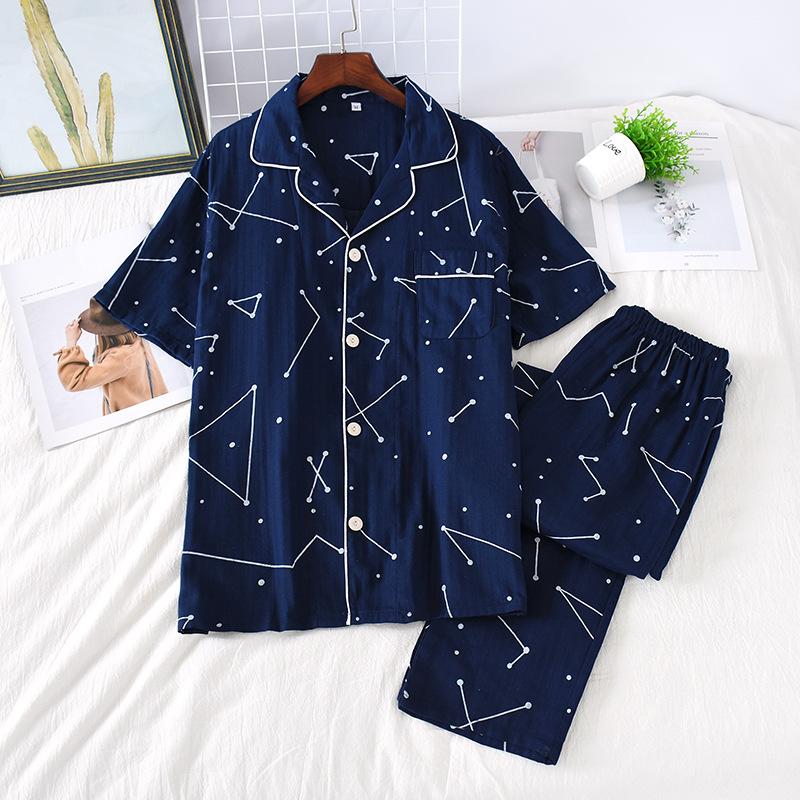 Pijamale Vară Pantaloni subțiri cu mâneci scurte Pijamale 100% bumbac Costum simplu pentru serviciu la domiciliu Lenjerie de dormit pentru femei