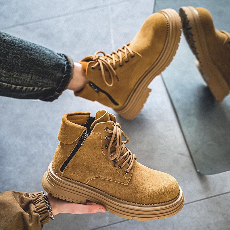 Martin boots British style leather shoes Desert high-top locomotive boots Winter platform tide short boots