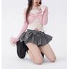Bogen Grau Flauschigen Rock Süße Nette Frauen Low-taille Rüschen Rand Adrette Koreanische Mode Pure Desire Sommer Drop Shipping