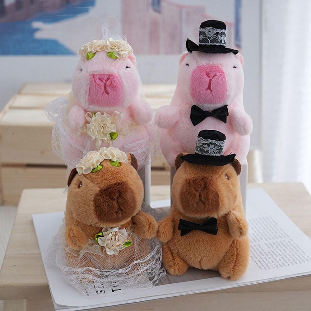 

Школьный рюкзак с украшениями, плюшевый брелок с капибарой, сумка, подвесной брелок с капибарой, мужской pink-1 Pair