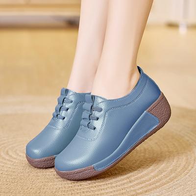 Mocassini con plateau da donna, bianchi, casual, eleganti, in pelle, neri, con suola spessa, con aumento di altezza, per la mamma