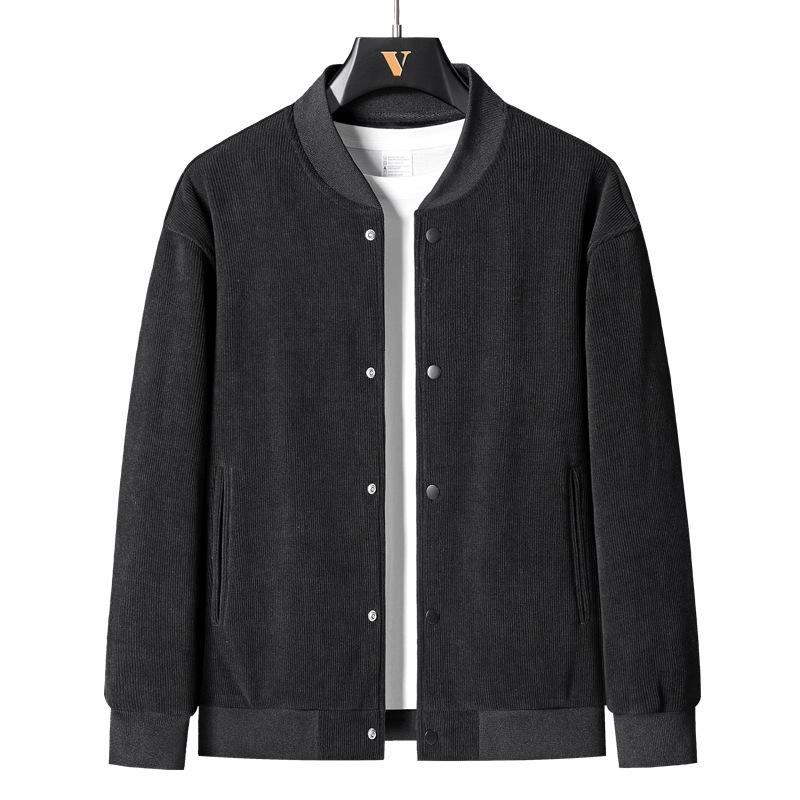 Men's Trendy Corduroy Baseball Jacket - Versatile Korean Style for Spring & Autumn, Plus Size, Thickened for Winter