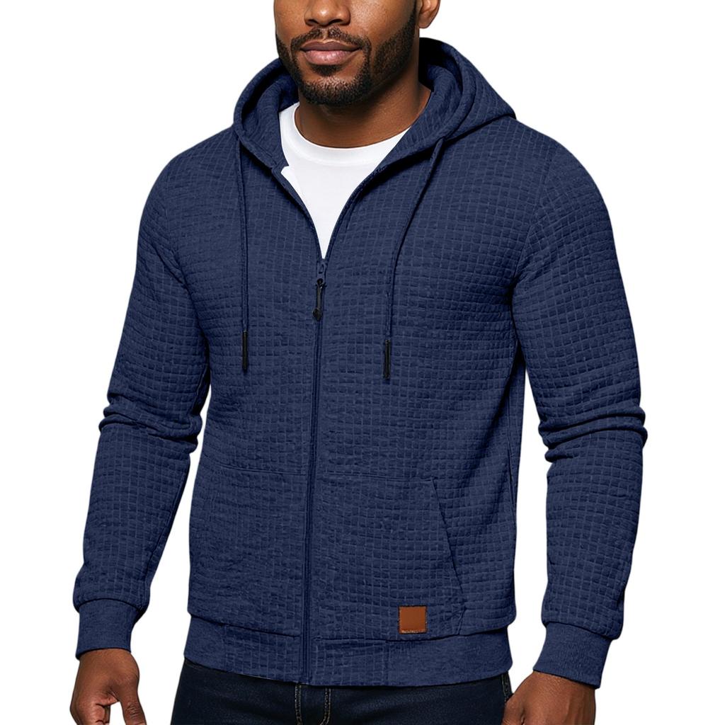 Men's Hooded Sweatshirt, Contrasting Color Sweatshirt, Sports  Zipper Casual Jacket