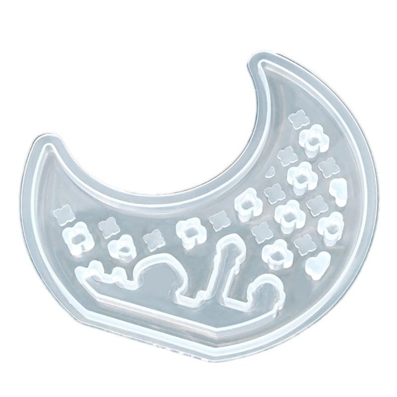 House Moon Shape Silicone Molds for Epoxy Resin Candle Holder Tealight Holder Home Decoration Gypsum Silicone Molds