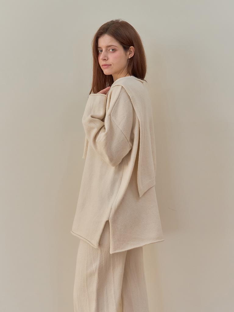 Mejongleuhaleu Gemma Knit Set (Round Neck Knit + Pants + Shawl) 3 Colors