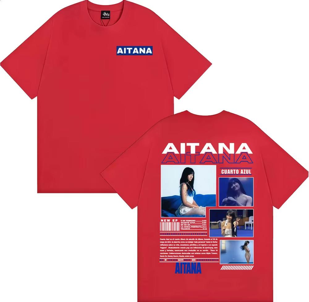 Singer Aitana Cuarto Azul Album 2025 Tour T Shirt Men Women's Fashion Aesthetic Short Sleeve T-shirts Casual Male Cotton T-shirt